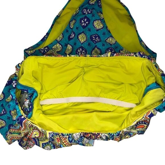 TRINA TURK Ruffle Bandeau One Piece Swimsuit Floral Print Size 8 - Picture 9 of 12